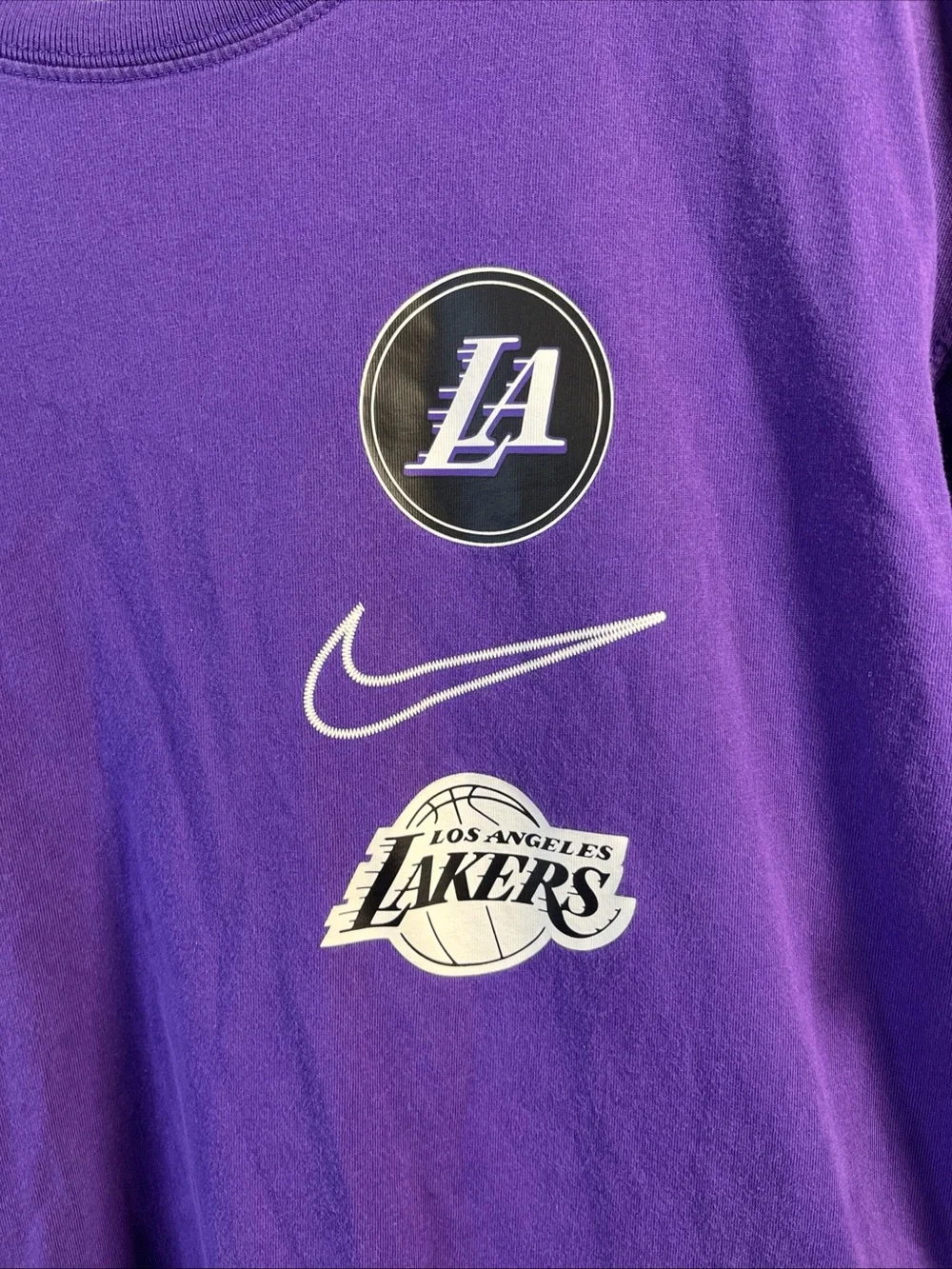 Nike Los Angeles Lakers Shirt Mens Purple NBA Basketball T-Shirt Loose Fit Small